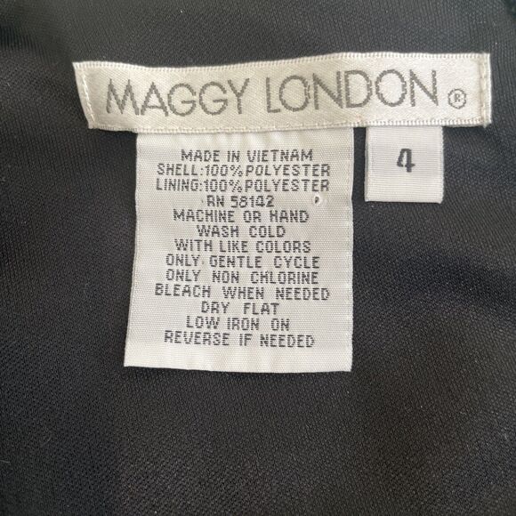 Maggy London Floral Lace Overlay Knee Length Cap Sleeve Zip Back Black Size 4 - Picture 9 of 9